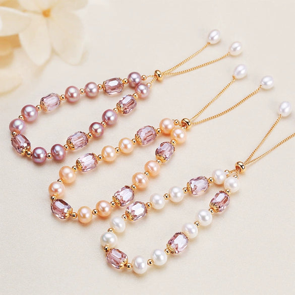 Wholesale Women's Handmade Natural Freshwater Pearl Geometric Style Bracelet