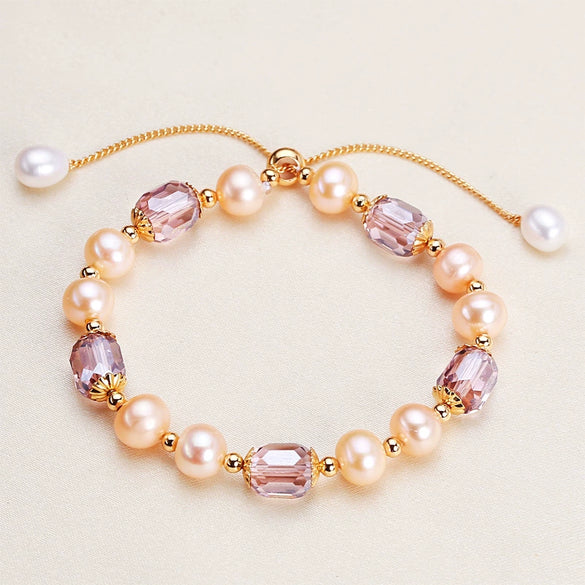 Wholesale Women's Handmade Natural Freshwater Pearl Geometric Style Bracelet