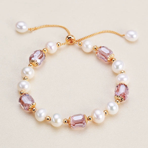 Wholesale Women's Handmade Natural Freshwater Pearl Geometric Style Bracelet