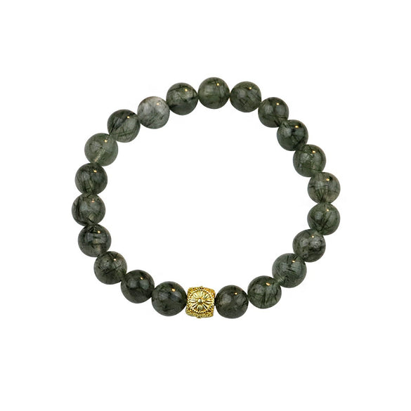 Wholesale Women's Handmade Natural Hair Crystal Geometric Pattern Bracelet Goldplated