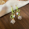 Wholesale Women's Handmade Plastic And Resin Flowershaped Tassel Earrings Little Fresh Style