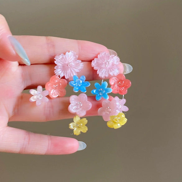 Wholesale Women's Handmade Plastic And Resin Flowershaped Tassel Earrings Little Fresh Style