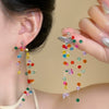 Wholesale Women's Handmade Plastic And Resin Flowershaped Tassel Earrings Little Fresh Style