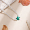 Wholesale Women's Handmade Rice Beads And Resin Clavicle Chain Necklace With Marine Elements Starfish Geometric Animal Zodiac Design