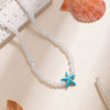 Wholesale Women's Handmade Rice Beads And Resin Clavicle Chain Necklace With Marine Elements Starfish Geometric Animal Zodiac Design