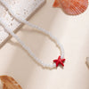 Wholesale Women's Handmade Rice Beads And Resin Clavicle Chain Necklace With Marine Elements Starfish Geometric Animal Zodiac Design