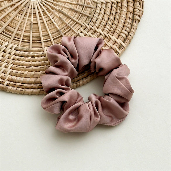Wholesale Women's Handmade Satin Solid Color High Elastic Large Intestine Hair Band Hair Rope