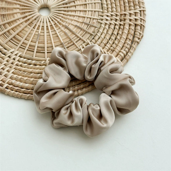 Wholesale Women's Handmade Satin Solid Color High Elastic Large Intestine Hair Band Hair Rope