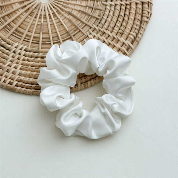 Wholesale Women's Handmade Satin Solid Color High Elastic Large Intestine Hair Band Hair Rope