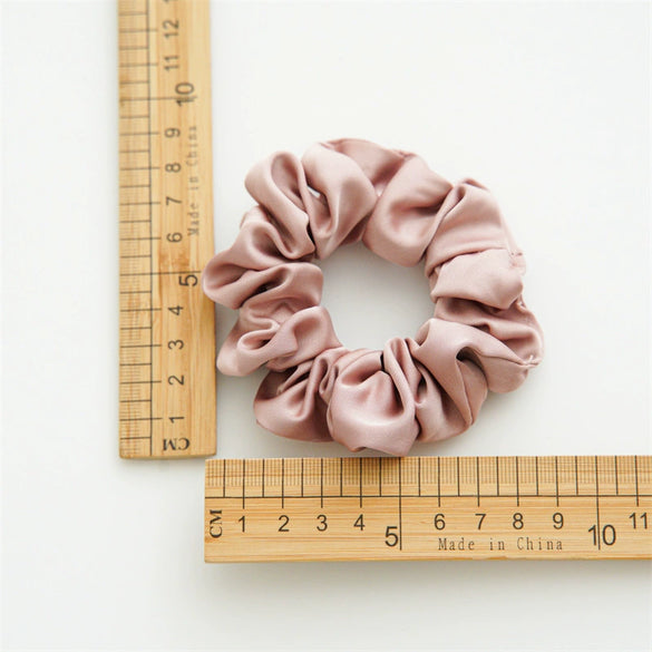 Wholesale Women's Handmade Satin Solid Color High Elastic Large Intestine Hair Band Hair Rope