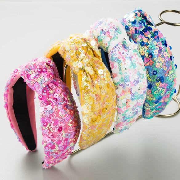 Wholesale Women's Handmade Sequins Geometric Hair Hoop Headband Hair Accessories