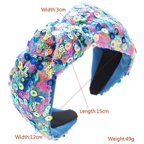 Wholesale Women's Handmade Sequins Geometric Hair Hoop Headband Hair Accessories