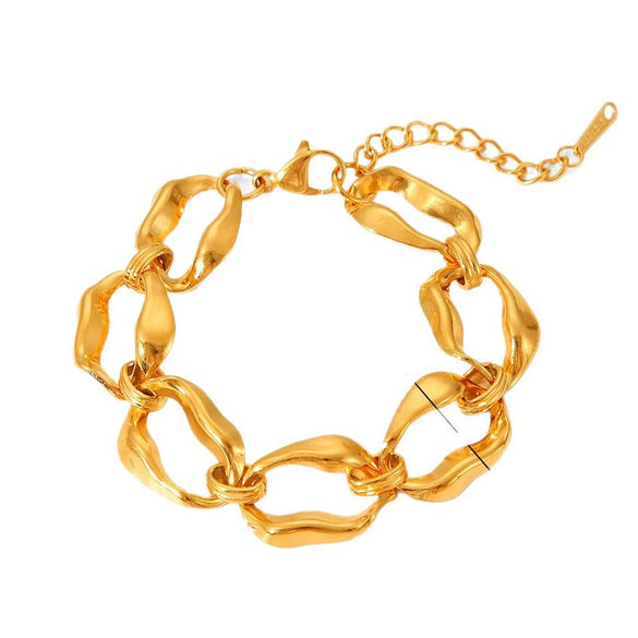 Wholesale Women's Handmade Stainless Steel Twist Chain Bracelet With Geometric Wave Pattern And Electroplating
