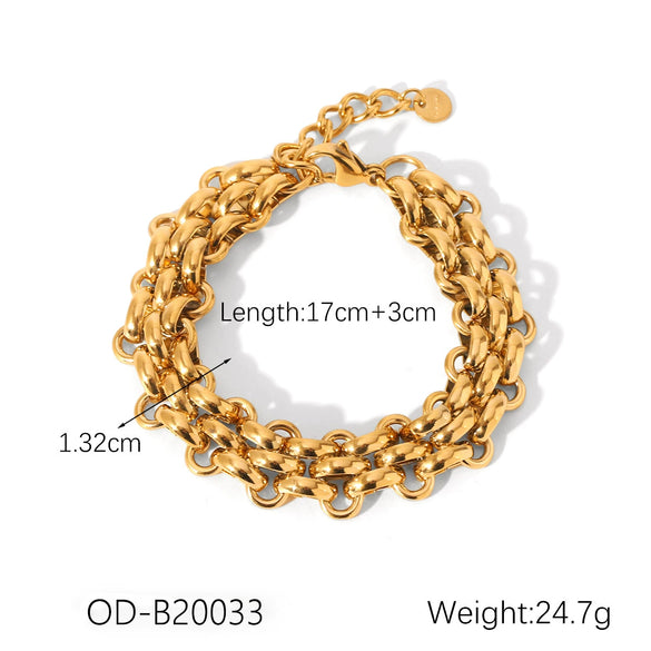 Wholesale Women's Handmade Stainless Steel Twist Chain Bracelet With Geometric Wave Pattern And Electroplating