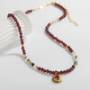 Wholesale Women's Handmade 925 Sterling Silver Geometric Natural Black Hair Crystal Garnet Color Necklace
