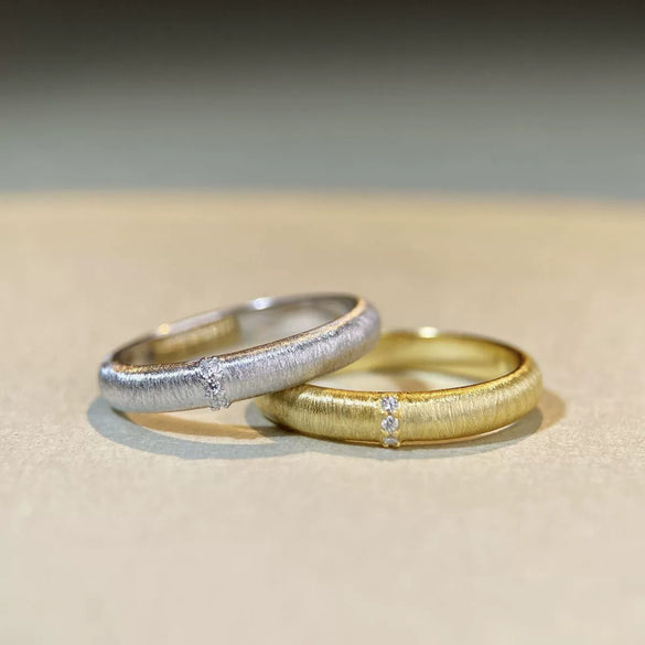 Wholesale Women's Handmade 925 Sterling Silver Wiredrawing Geometric Ring 18K Goldplated