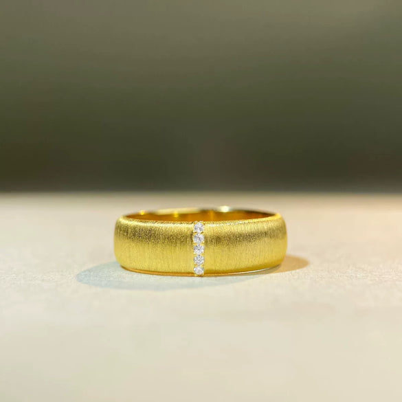 Wholesale Women's Handmade 925 Sterling Silver Wiredrawing Geometric Ring 18K Goldplated