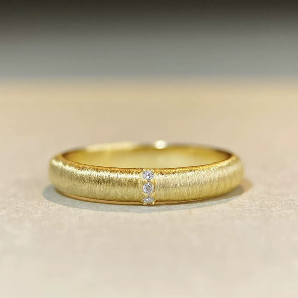 Wholesale Women's Handmade 925 Sterling Silver Wiredrawing Geometric Ring 18K Goldplated