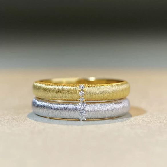 Wholesale Women's Handmade 925 Sterling Silver Wiredrawing Geometric Ring 18K Goldplated
