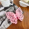 Wholesale Women's Handmade Sweet Double Hollow Butterfly Solid Color Frosted Hair Grab Clip Hair Accessories