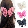 Wholesale Women's Handmade Sweet Double Hollow Butterfly Solid Color Frosted Hair Grab Clip Hair Accessories