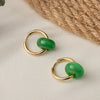 Wholesale Women's Handmade Titanium Steel Geometric Retro Elegant Natural Gemstone Earrings