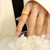 Wholesale Women's Handmade 316L Stainless Steel Gold Plated Geometric Ring With Uneven Opening Design