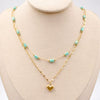 Wholesale Women's Handmade Titanium Steel Heart Pattern Retro Imitation Turquoise Pendant Clavicle Chain
