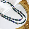 Wholesale Women's Handmade Titanium Steel Pearl Lapis Lazuite Necklace With Geometric Pattern And Electroplating