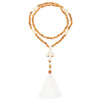 Wholesale Women's Handmade Wooden And Resin Geometric Beaded Love Turquoise Tassel Necklace With Ball Chain