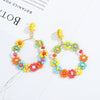 Wholesale Women's Handwoven Alloy Forest Style Beaded Wrap Flower Earrings