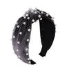Wholesale Women's Handwoven Cloth Velvet Pearl Headband With Geometric Plaid Pattern