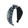 Wholesale Women's Handwoven Cloth Velvet Pearl Headband With Geometric Plaid Pattern