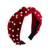 Wholesale Women's Handwoven Cloth Velvet Pearl Headband With Geometric Plaid Pattern