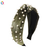 Wholesale Women's Handwoven Cloth Velvet Pearl Headband With Geometric Plaid Pattern
