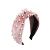 Wholesale Women's Handwoven Cloth Velvet Pearl Headband With Geometric Plaid Pattern