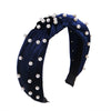 Wholesale Women's Handwoven Cloth Velvet Pearl Headband With Geometric Plaid Pattern