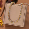 Wholesale Women's Handwoven Electroplated Titanium Steel Threelayer Cross Clavicle Necklace With Snake Bone Chain