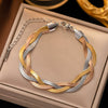 Wholesale Women's Handwoven Electroplated Titanium Steel Threelayer Cross Clavicle Necklace With Snake Bone Chain
