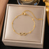 Wholesale Women's Heart Butterfly Zircon Stainless Steel Bracelet With Heart Pendant And Geometric Pattern Vacuum Plated