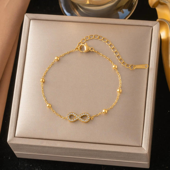 Wholesale Women's Heart Butterfly Zircon Stainless Steel Bracelet With Heart Pendant And Geometric Pattern Vacuum Plated