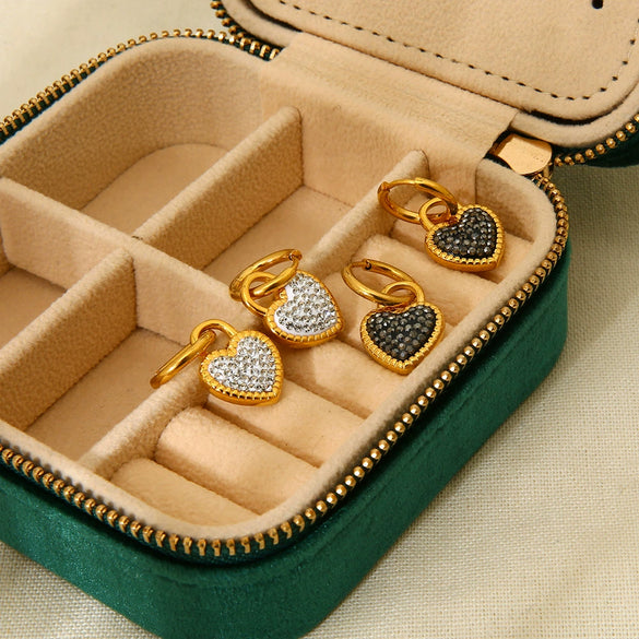 Wholesale Women's Heart Pattern Electroplated 18K Gold Stainless Steel Earrings