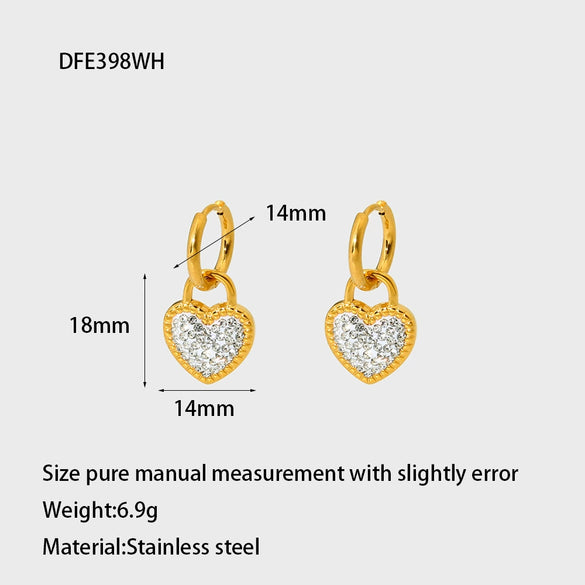 Wholesale Women's Heart Pattern Electroplated 18K Gold Stainless Steel Earrings