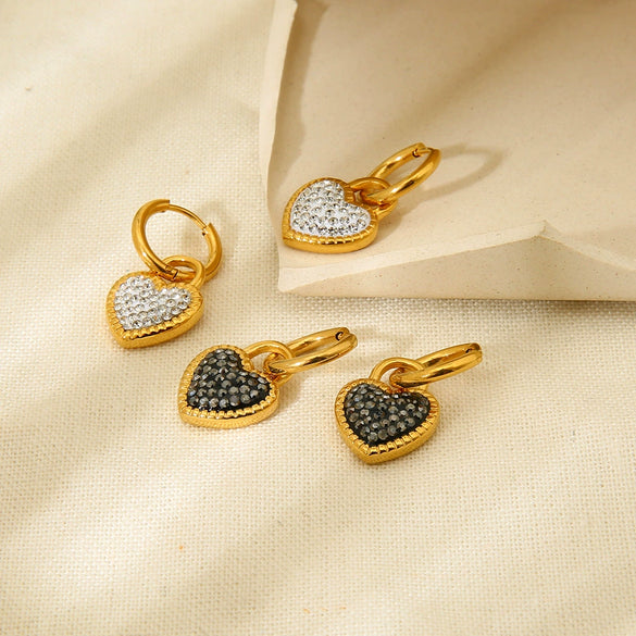 Wholesale Women's Heart Pattern Electroplated 18K Gold Stainless Steel Earrings