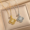 Wholesale Women's Heart Shape Cross Vajra Clavicle Necklace With Copper Zircon Pendant Gold Plated In Vacuum Furnace 18K O Word Chain Light Luxury Style