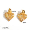 Wholesale Women's Heart Shape Geometric Stainless Steel Diamondencrusted Zircon Earrings With Pvd Furnace Vacuum Real Gold Plating