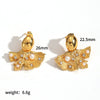 Wholesale Women's Heart Shape Geometric Stainless Steel Diamondencrusted Zircon Earrings With Pvd Furnace Vacuum Real Gold Plating