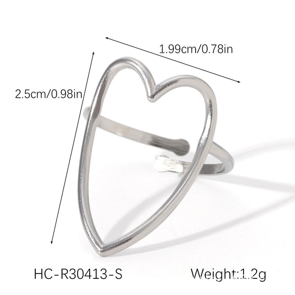 Wholesale Women's Heart Shape Open Titanium Steel Ring With Oil Dripping Design And Non Fading Feature
