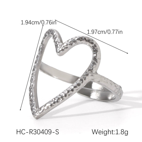 Wholesale Women's Heart Shape Open Titanium Steel Ring With Oil Dripping Design And Non Fading Feature