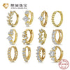 Wholesale Women's Heart Shape S925 Sterling Silver Earrings Set With Diamond Zircon Ear Buckles And Electroplated Ear Bone Clip High Sense Geometric Style